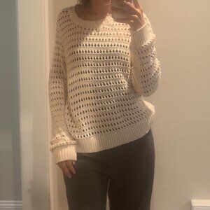 Nordstrom Halogen Size Medium White Pullover Open-Knit Sweater